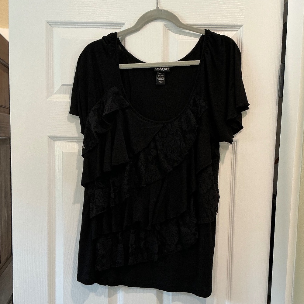 Lane Bryant Black Ruffle Blouse 14/16W